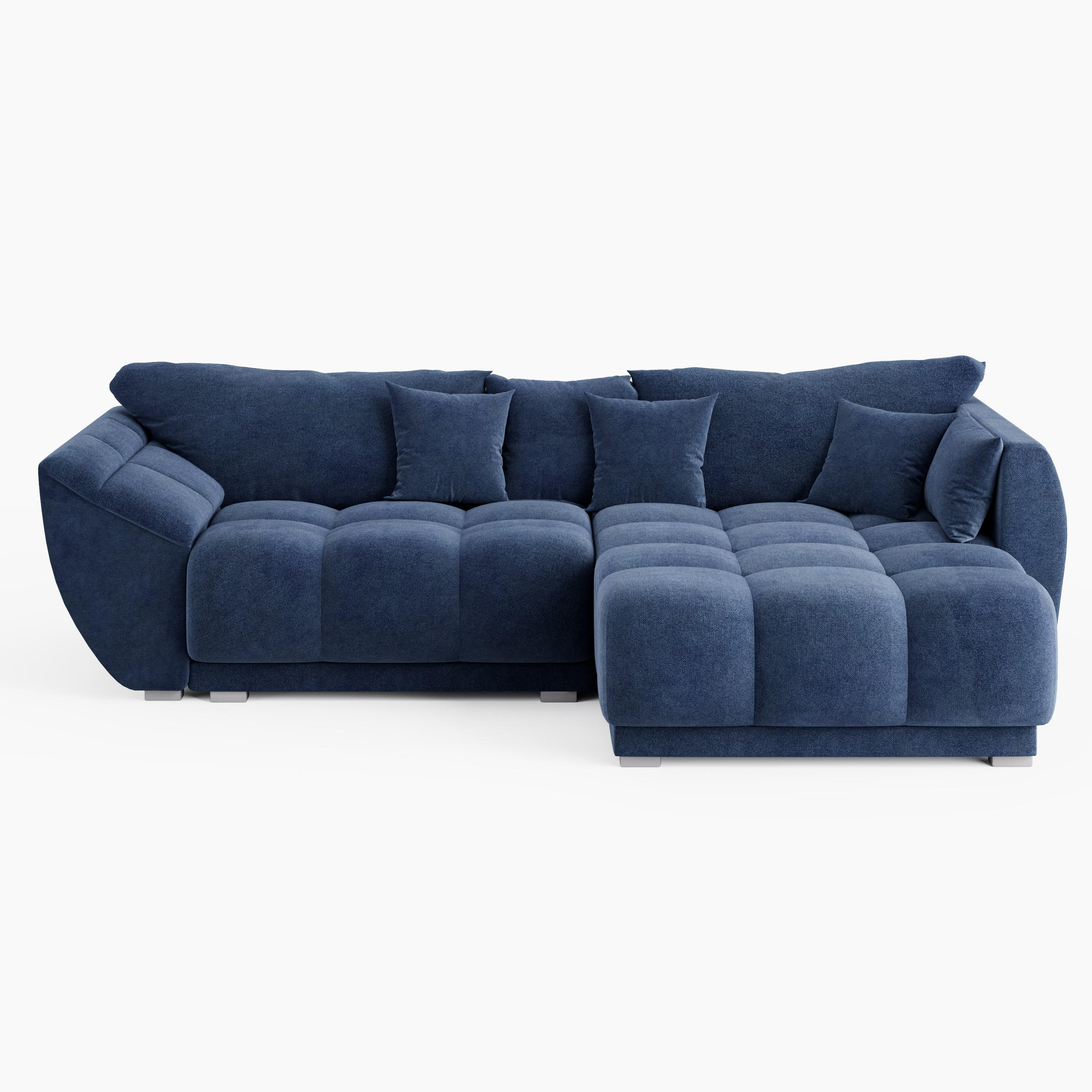 ECKSOFA LARGO Rechts Blau Velours Premium L-Form Couch mit Schlaffunktion & Bettkasten - Blau/Schwarz, Holz (285/180cm) - Barchello
