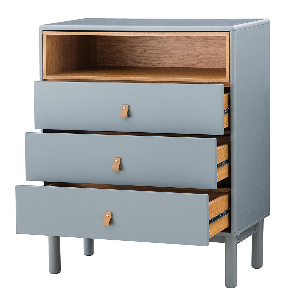 KOMMODE - MDF / Spanplatte - Blaugrau/Braun, Holz/Holzwerkstoff (80/100/40cm) - home24
