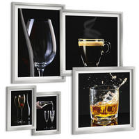 BILDER SET 5er Set - 50x50 cm & 20x30 cm & 40x60 cm Silberner Rahmen - Löwenzahn-Kalk-Kücheninschriften - Silberfarben, Kunststoff (40/60cm) - TULUP