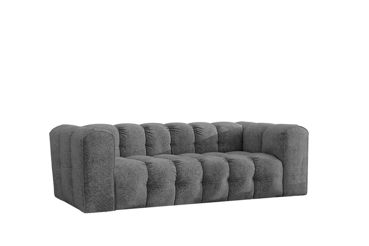 SOFA 3-Sitzer, Komfort, BALOO, Stoff Schenille & Bouclé, Anthrazit - Anthrazit, Holz (222/75/106cm) - Kaiser Möbel