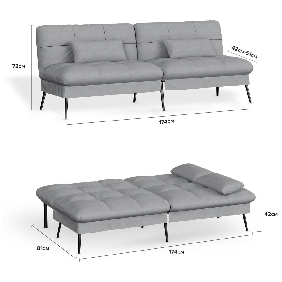 SCHLAFSOFA 3-Sitzer Multifunktionssofa mit Bettfunktion, Beige - Beige, Textil (174/42/102cm) - Kaket