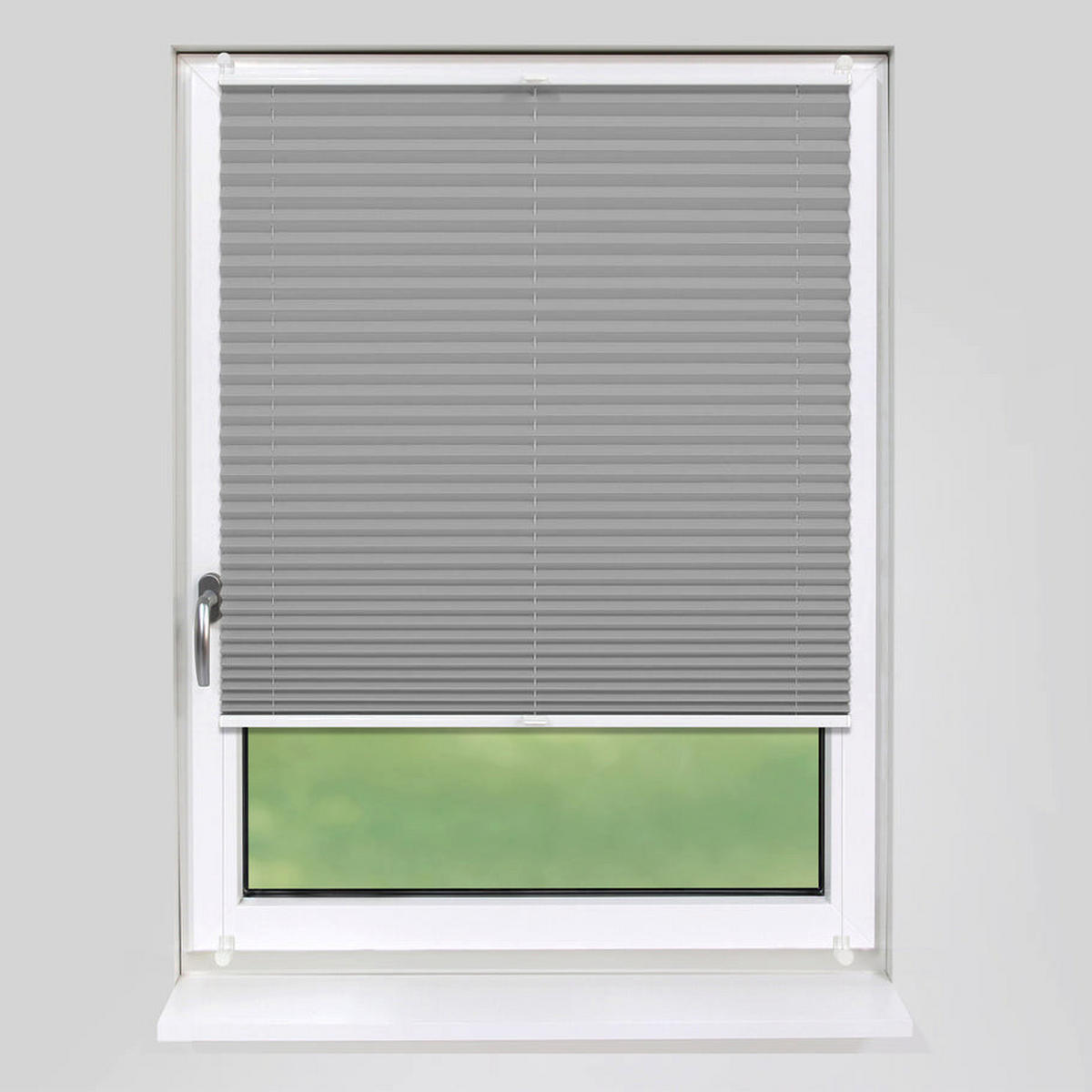 PLISSEE Basic ohne Bohren - Grau, Textil (100/210cm) - Deco-Raum