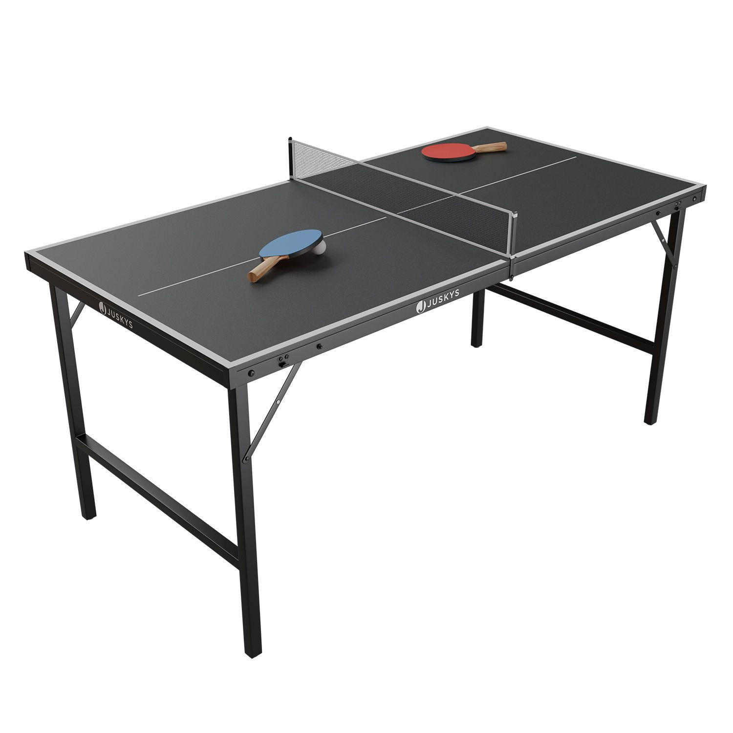 TISCHTENNISPLATTE Flexi platzsparend klappbar - Schwarz, Holz (71/83/71cm) - Juskys