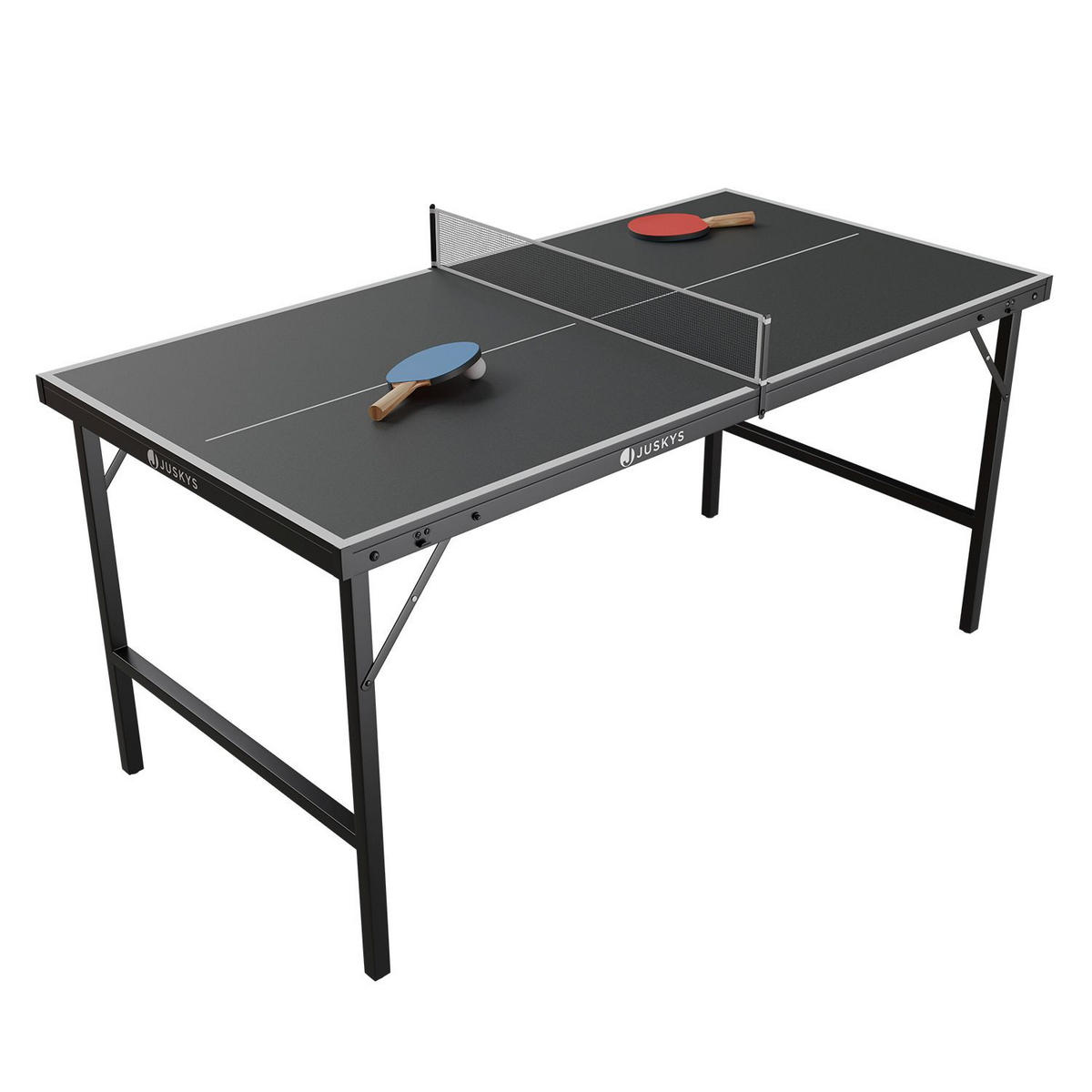 TISCHTENNISPLATTE Flexi platzsparend klappbar - Schwarz, Holz (71/83/71cm) - Juskys