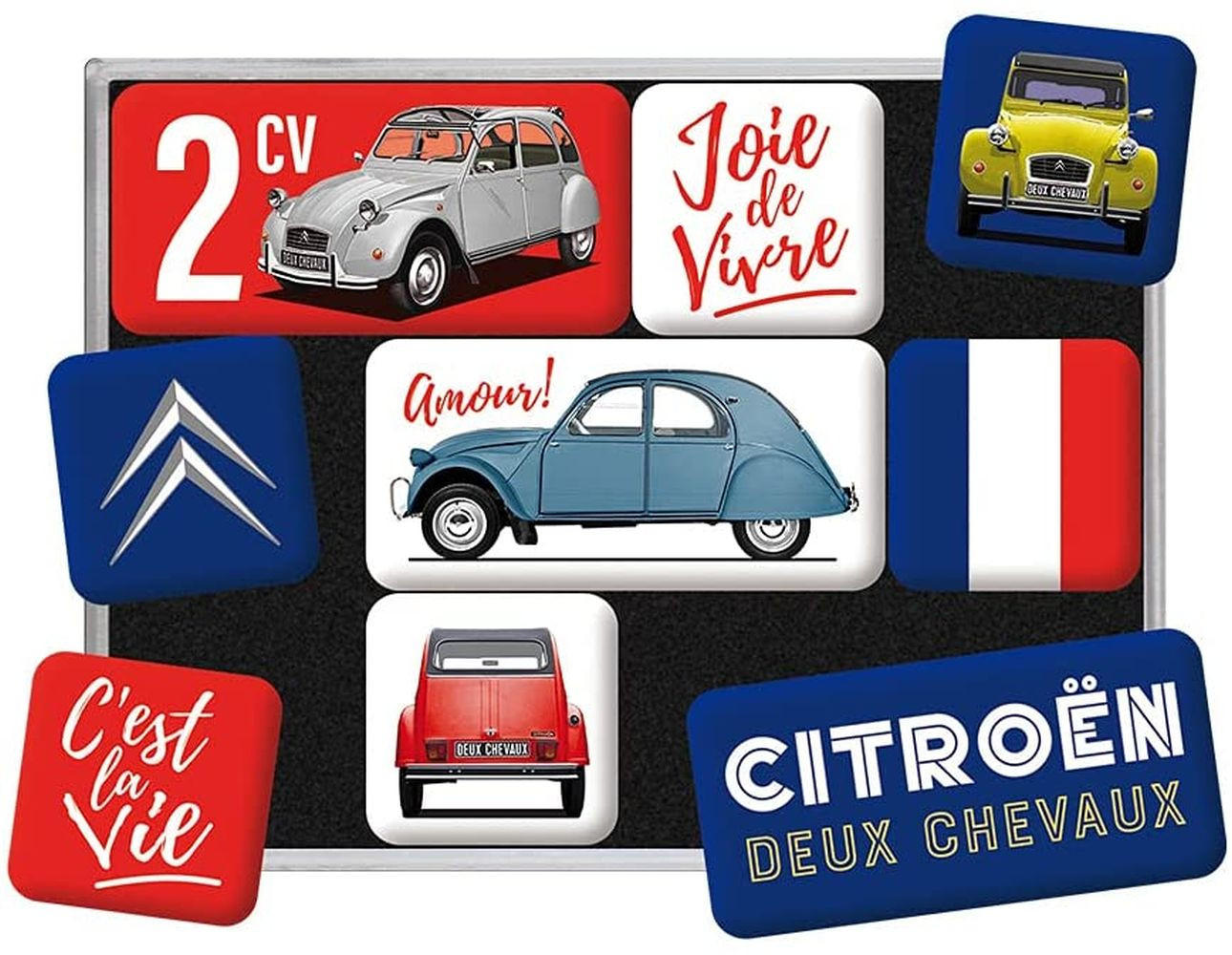 MAGNETSET 9-teilig Citroen 2CV C'est la vie - Multicolor, Metall (9/7/2cm) - Nostalgic-Art