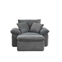 SESSEL aus Stoff mit modularem Hocker, Seitentaschen und weicher Polsterung, Hellgrau - Hellgrau, Textil (156/65/125cm) - Redom