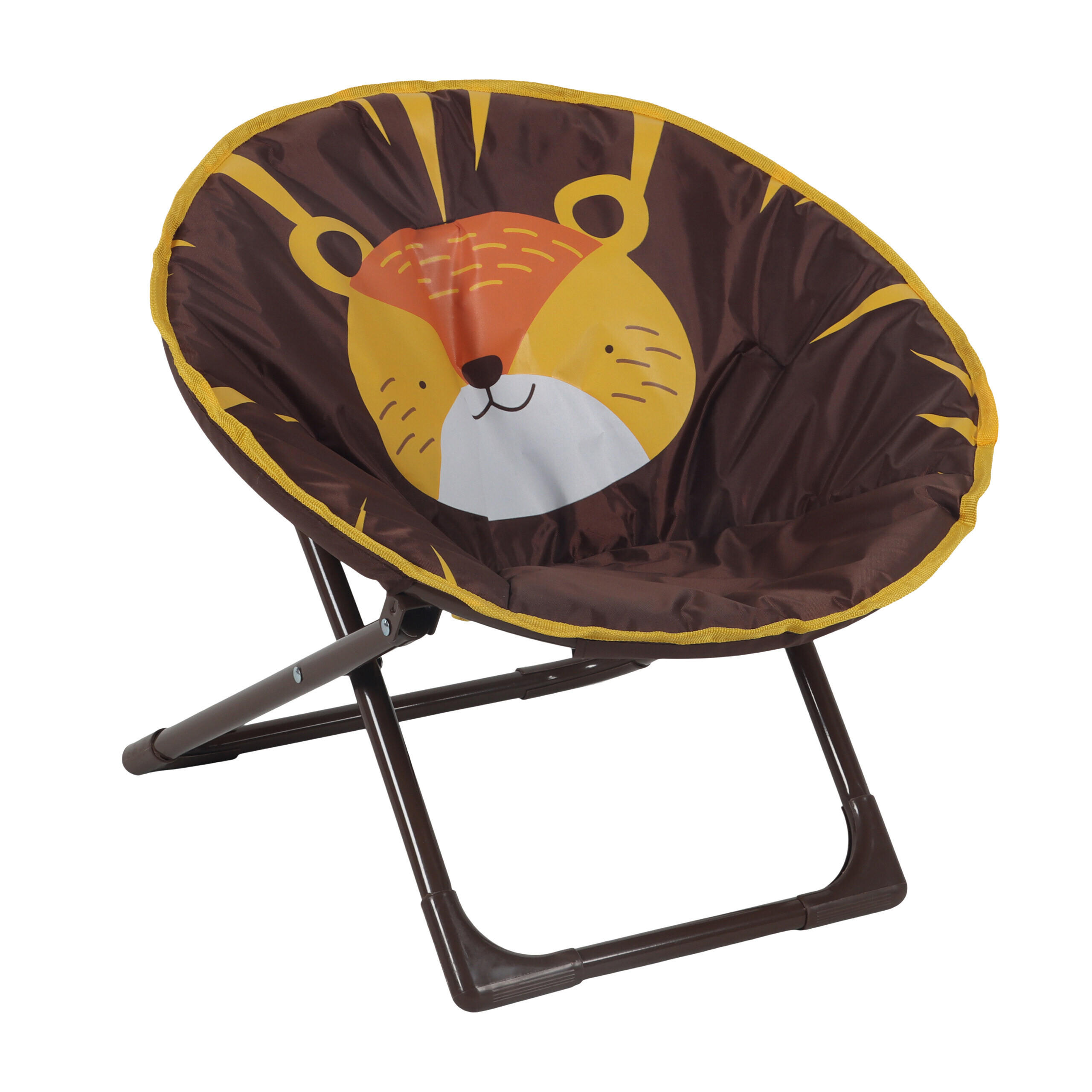 FOTELJ Večbarven zložljiv lev - temno rjava, kovina/umetna masa (50/47/48cm) - Relaxdays