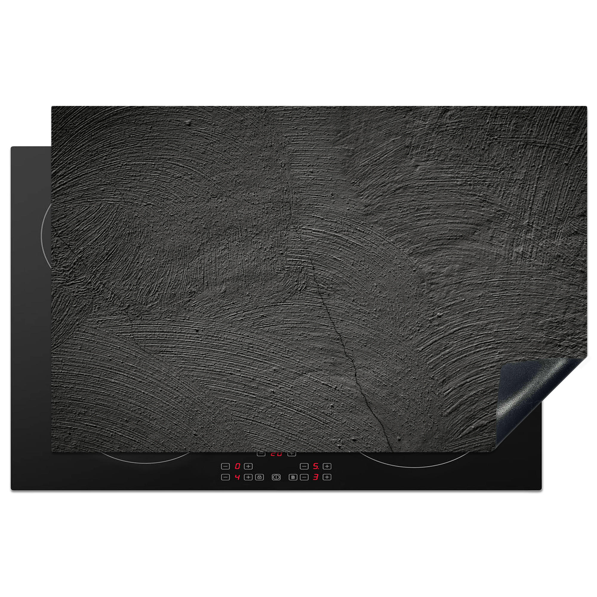 HERDABDECKPLATTE Beton - Schwarz - Industriell Induktionsschutz 81.6x52.7 cm - Anthrazit, Kunststoff (81.6/52.7/0.2cm) - MuchoWow