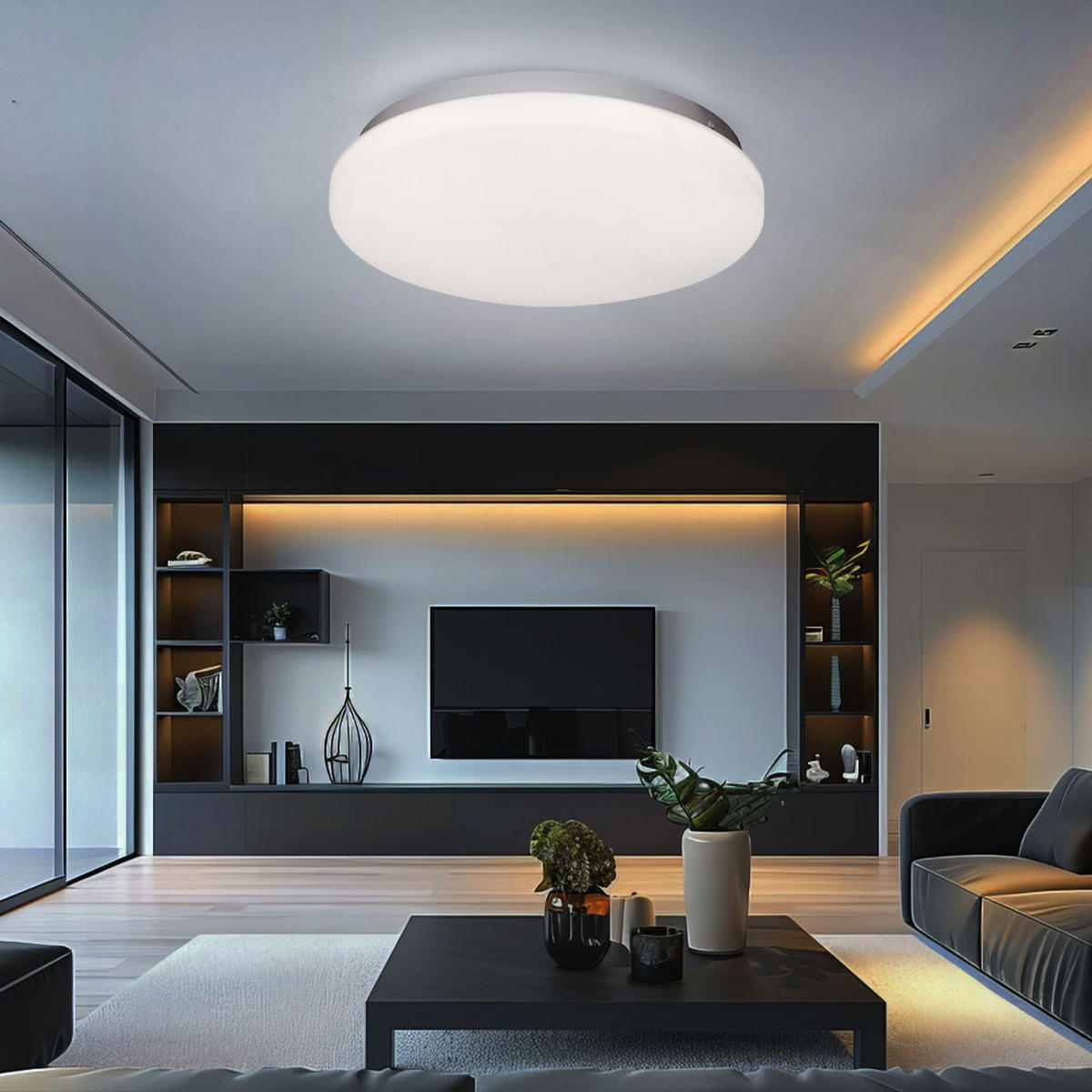 LED DECKENLEUCHTE Metall Weiß Opal - Weiß, Metall (29/29/6.1cm) - Globo Lighting
