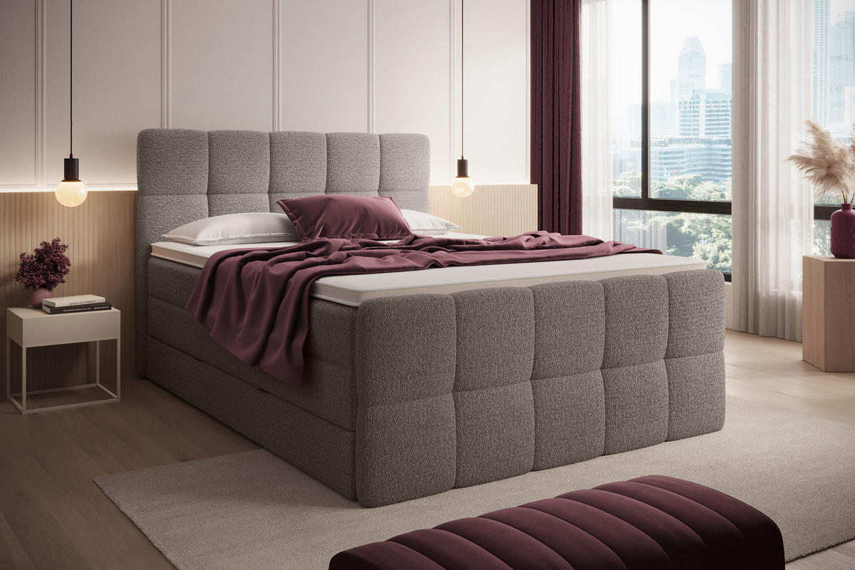 BOXSPRINGBETT Madison 2 braun 160/200 H3/H4 Boucle - Braun, Textil (160/200cm) - wonello