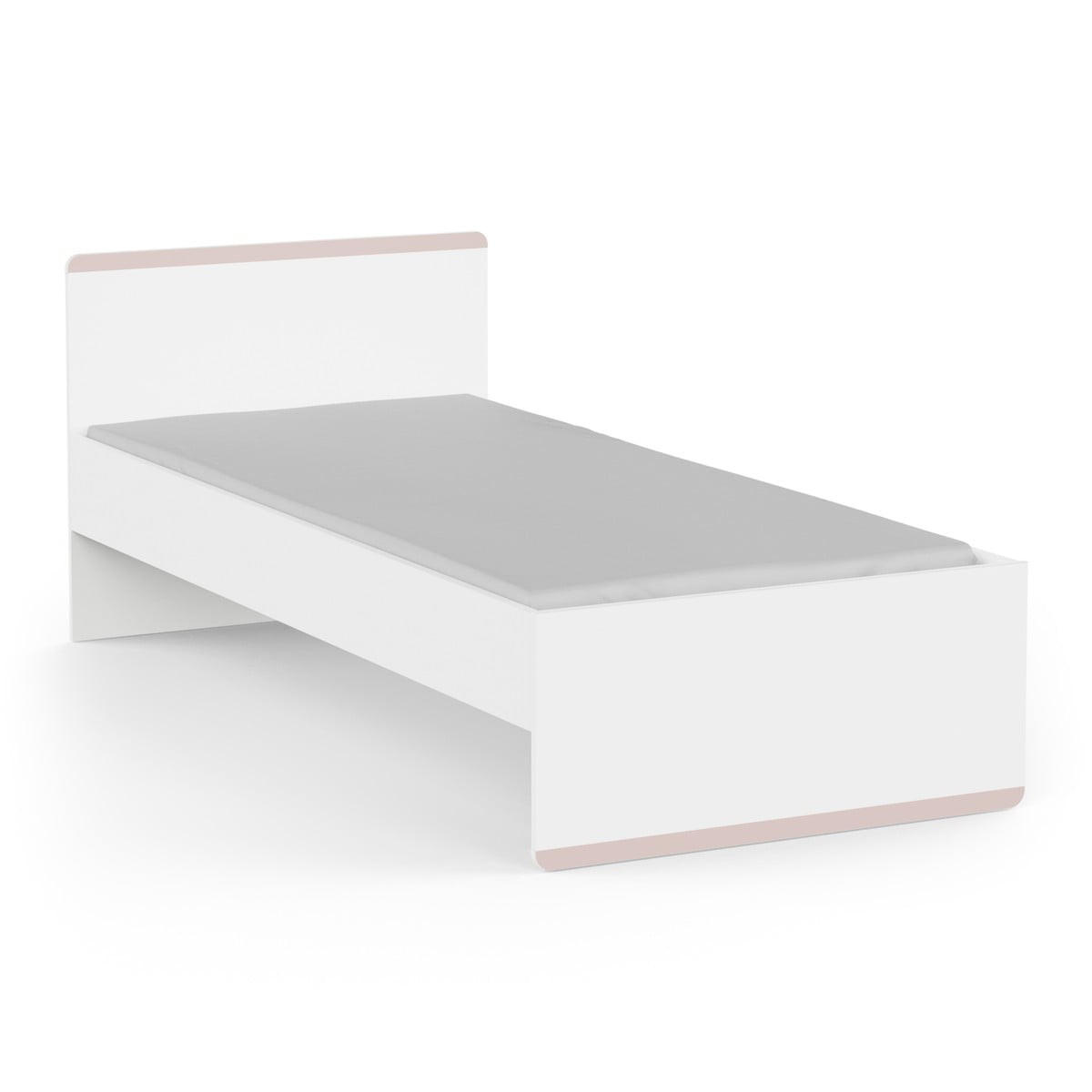 BETT in Weiß, Sturmblau und Aprikose mit einem Set von 2 Schubladen 95/202,8/80,6 cm - Weiß, Holzwerkstoff (190/90cm) - Calicosy