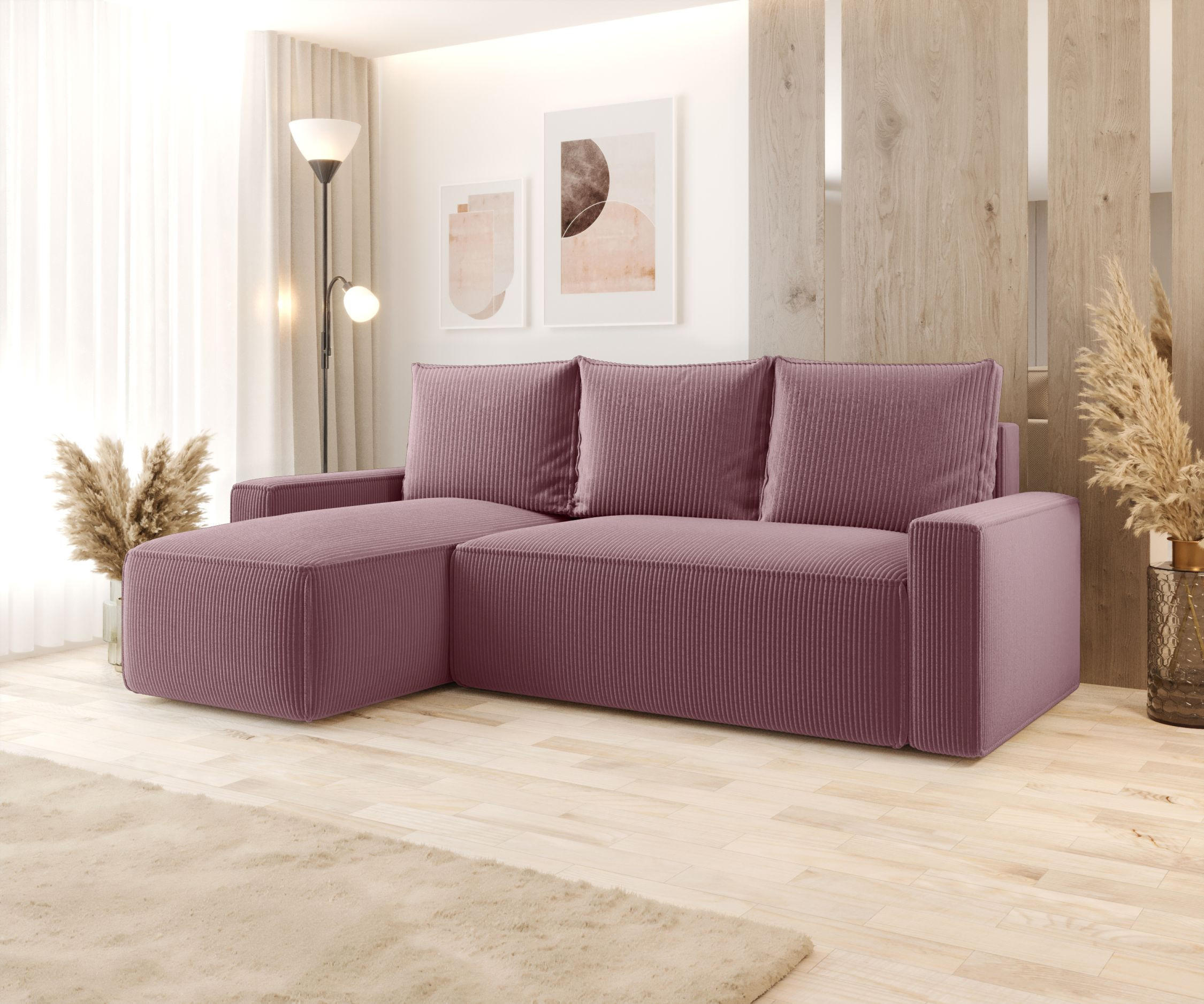 ECKSOFA mit Schlaffunktion SAVIO Poso 130 Links - Flieder, Textil (232/140cm) - Bedante