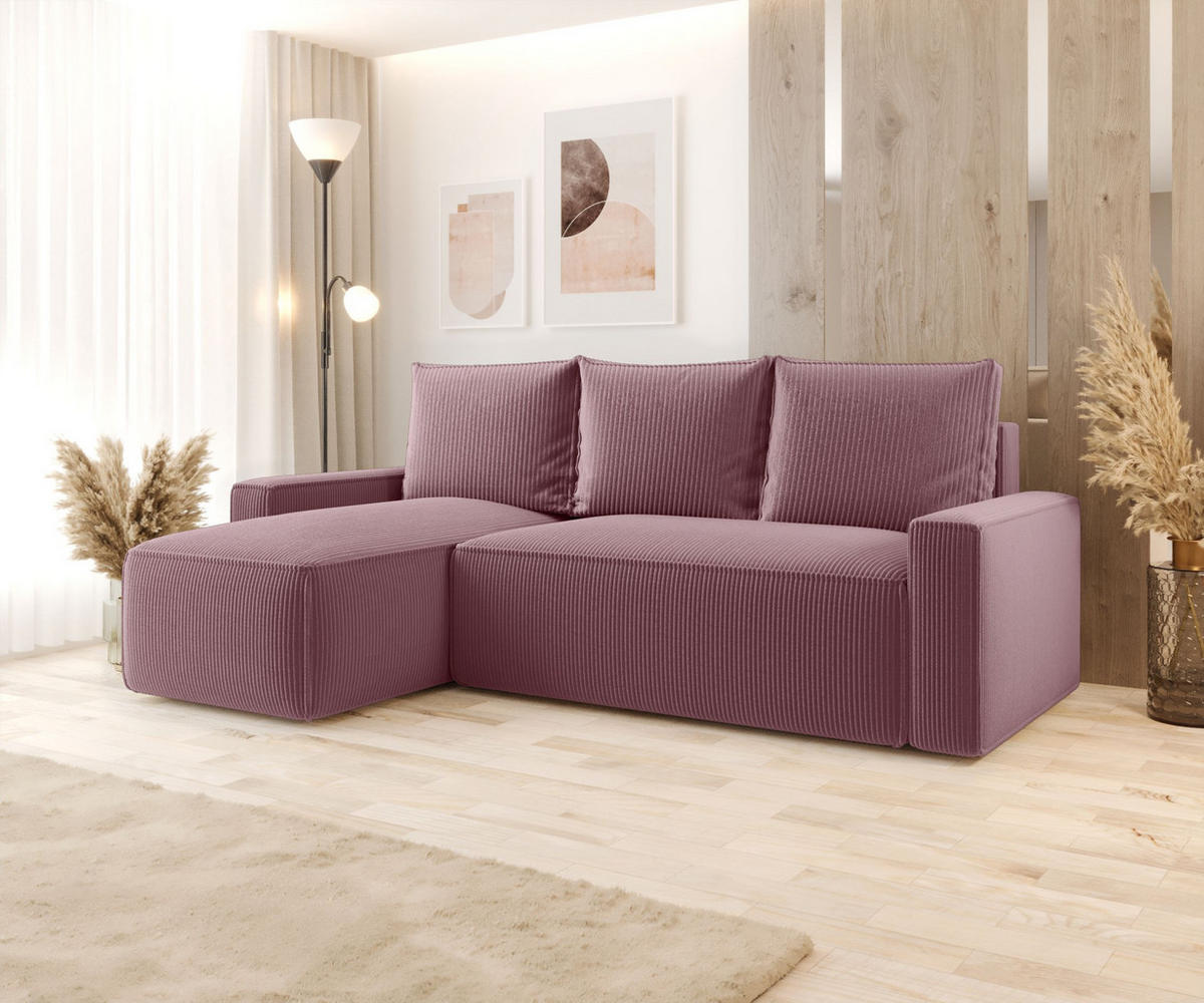 ECKSOFA mit Schlaffunktion SAVIO Poso 130 Links - Flieder, Textil (232/140cm) - Bedante