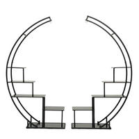 DANDIBO Blumenregal indoor 170 cm Hoch Metall Schwarz Rund 96586 Blumentreppe Groß Halbrund Pflanzenständer Modern Design - Schwarz, Metall (190/170/30cm) - DanDiBo