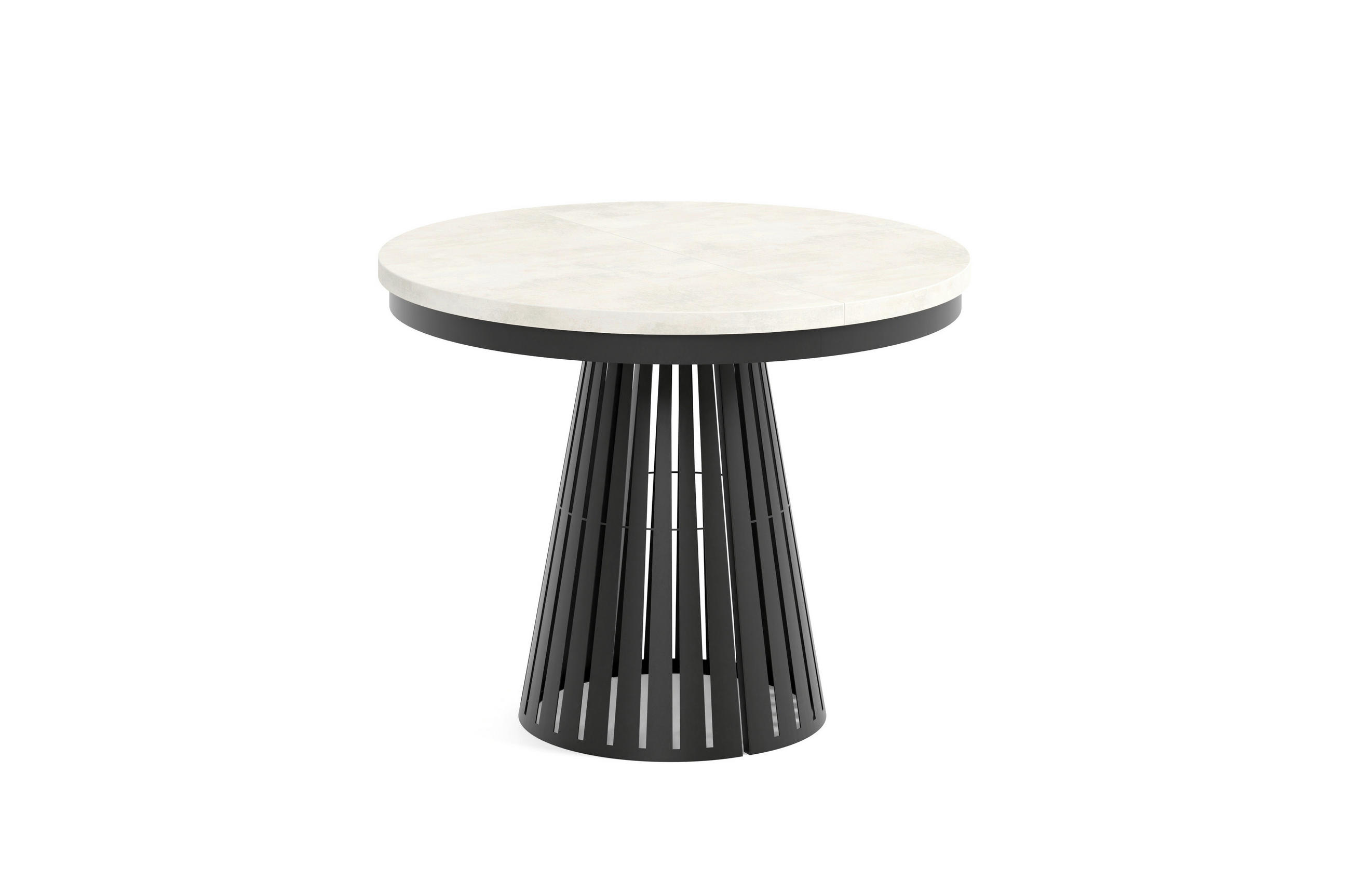 ESSTISCH Cone Bis - Creme/Schwarz, Holzwerkstoff/Metall (100/100/76cm) - Meblini