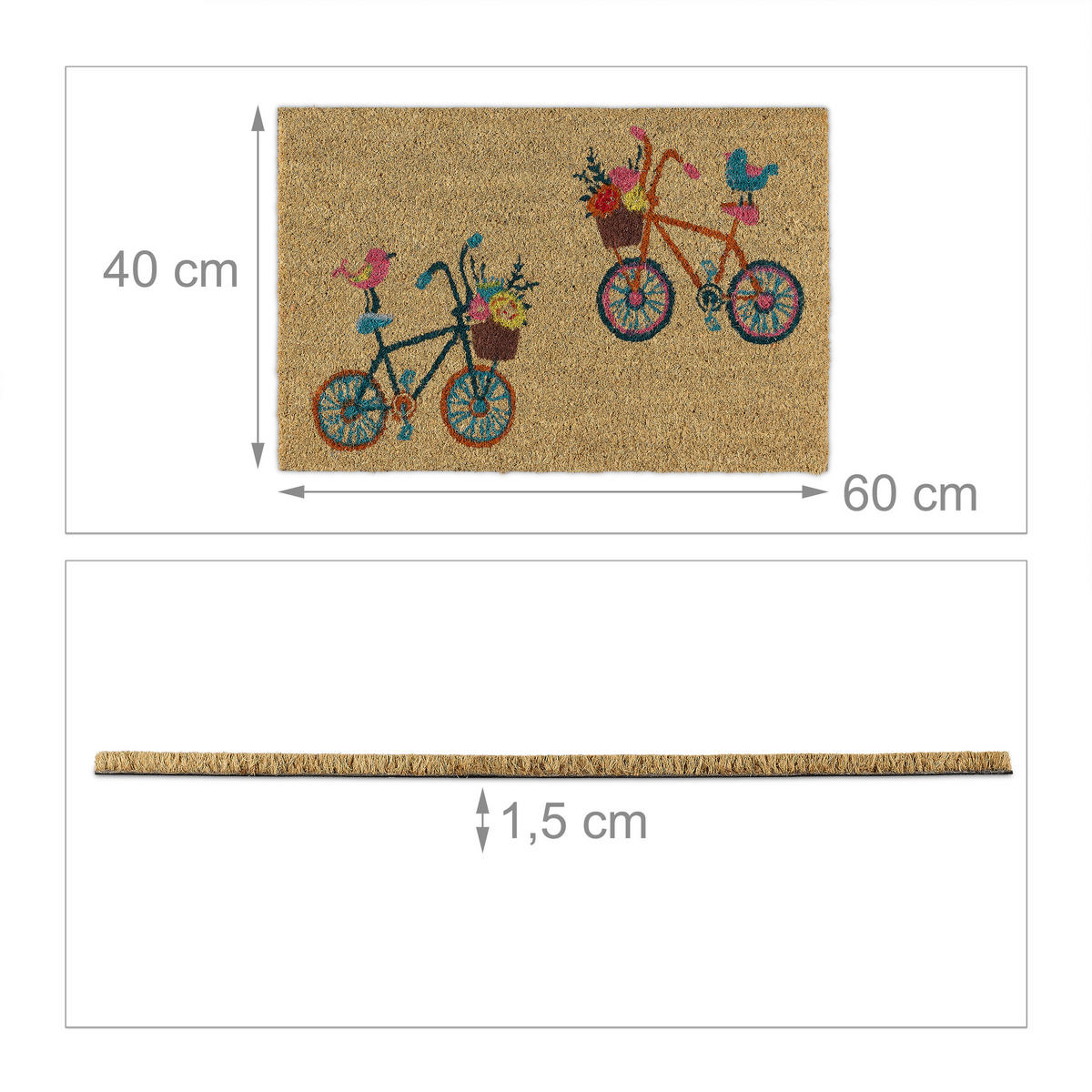 FUSSMATTE - Beige, Kunststoff/Textil (60/40cm) - Relaxdays