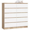 KOMMODE Sonoma Eiche, Weiß 120x40x121 cm - Weiß/Sonoma Eiche, Holzwerkstoff (120/121/40cm) - Akord