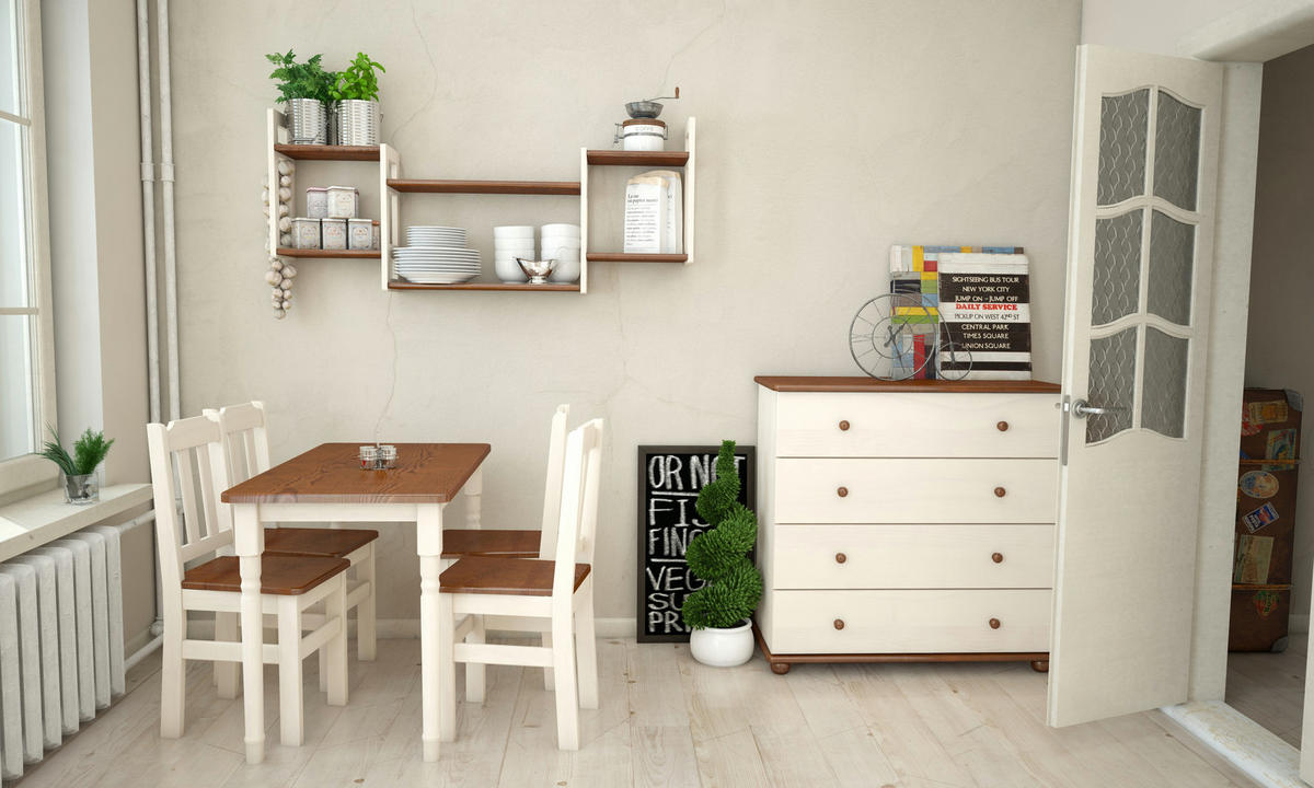 ESSTISCH aus Kiefernholz rechteckig in den Farben Weiß und Calvados 120/70/75 - Dunkelbraun, Holz (120/70/75cm) - Koma