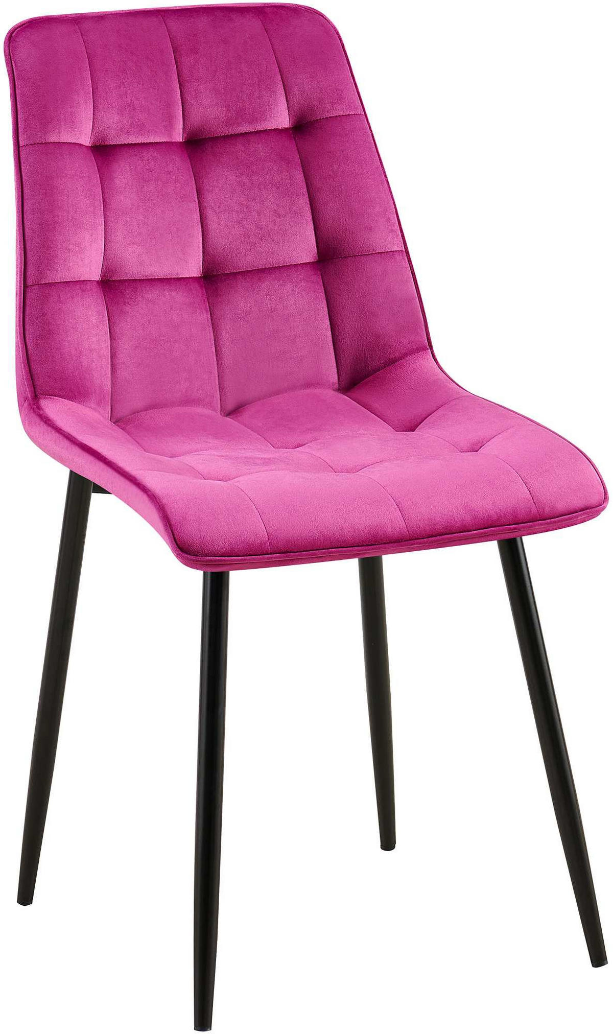 STUHL Samt lila - Lila/Schwarz, Textil/Metall (47/89/61cm) - CLP