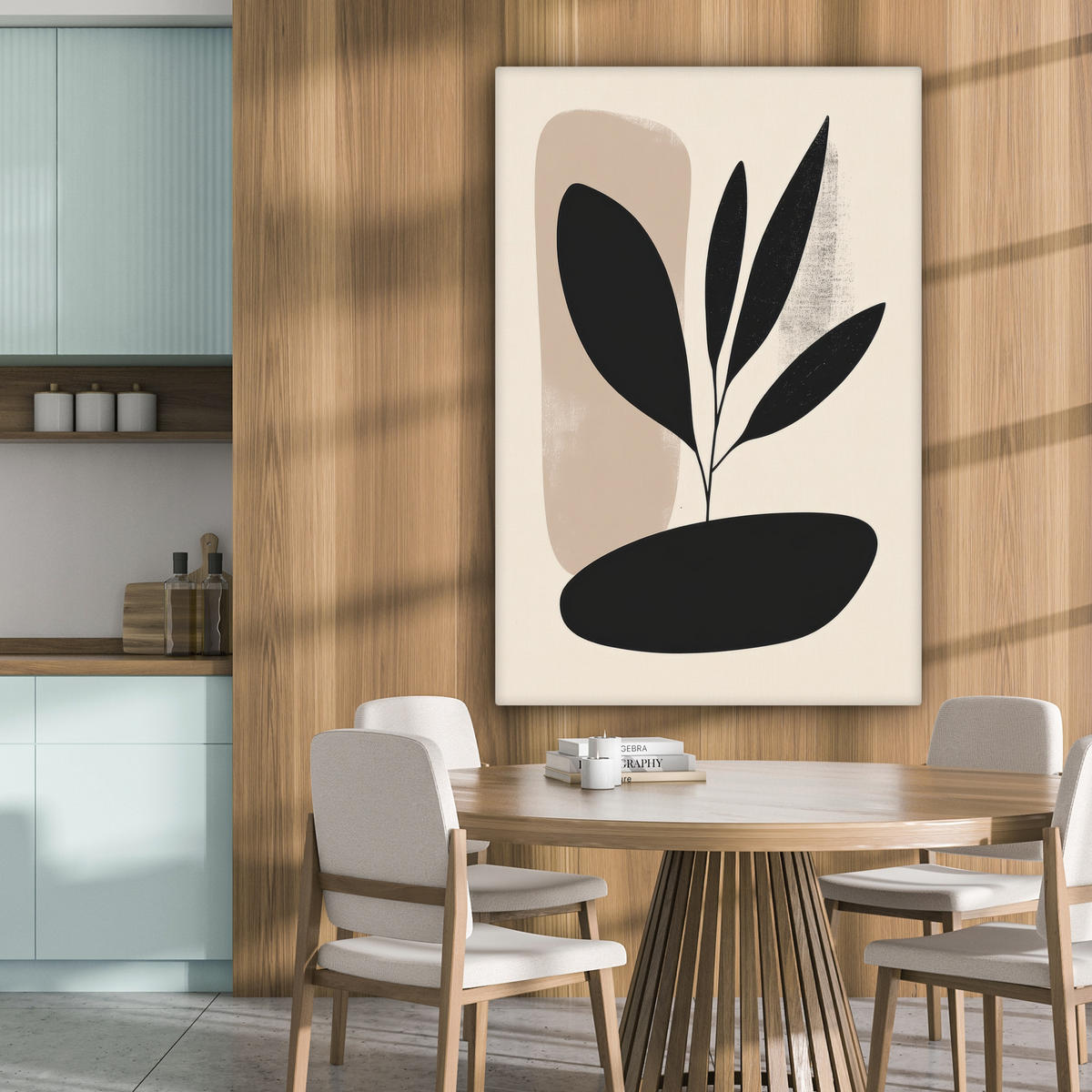 LEINWANDBILD Pflanze - Beige - Japanisch 80x120 cm - Schwarz, Textil (80/120cm) - MuchoWow