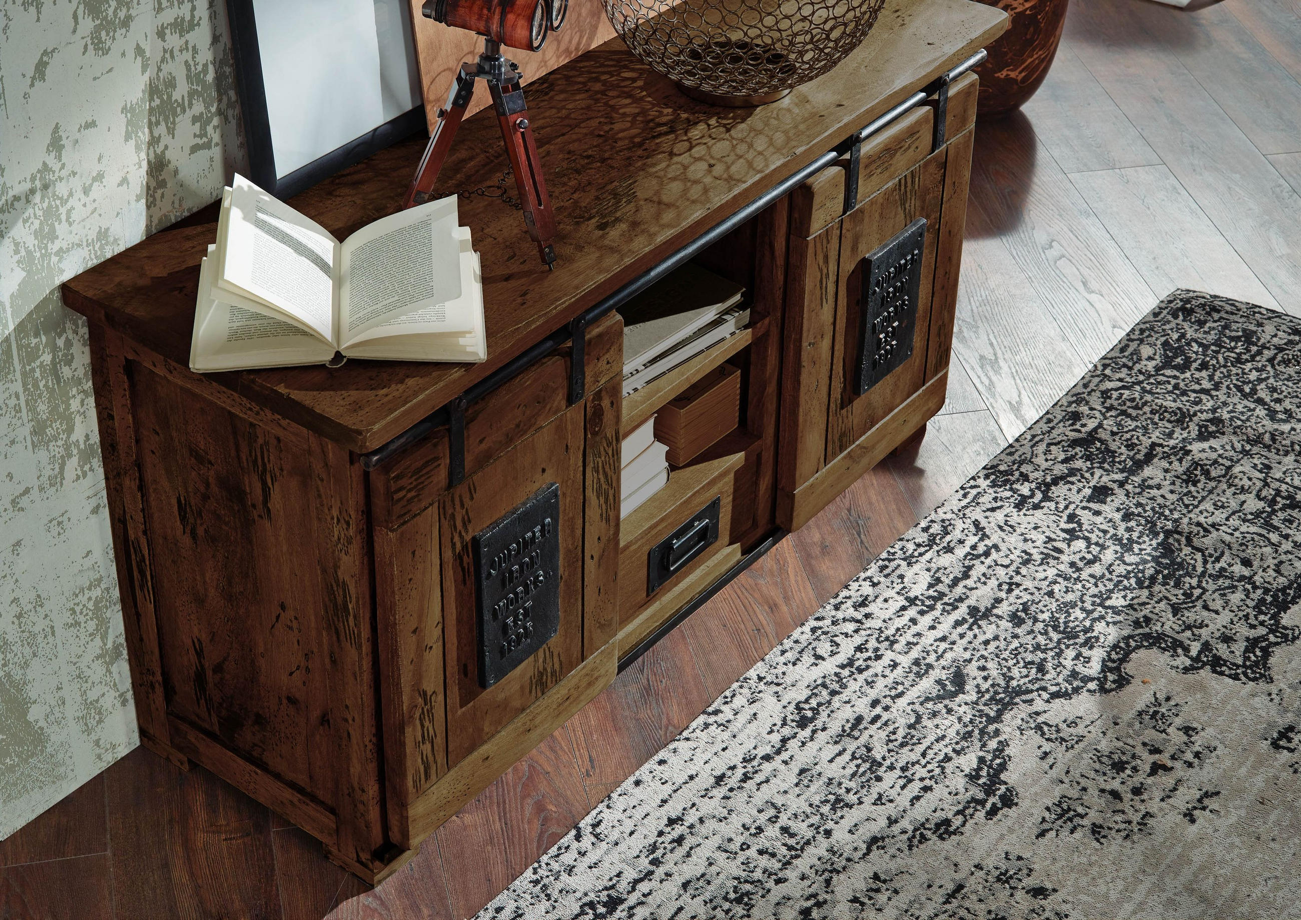 Massivmoebel24 Sideboard Braun 128x70x45 cm