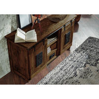 SIDEBOARD Mango 128x45x70 braun lackiert RAILWAY #402 - Braun, Holz (128/70/45cm) - Massivmoebel24