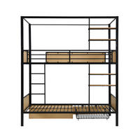 ETAGENBET 90/200 cm Schwarz, Natur - Ahornfarben/Schwarz, Holzwerkstoff/Metall - Raumix