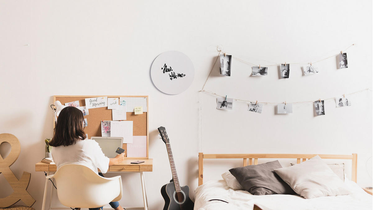 RUNDE Magnetplatte SLIMboard weiß 40 cm Durchmesser - rahmenlose weiße Tafel - Weiß, Metall (40/40/0.3cm) - ALLboards