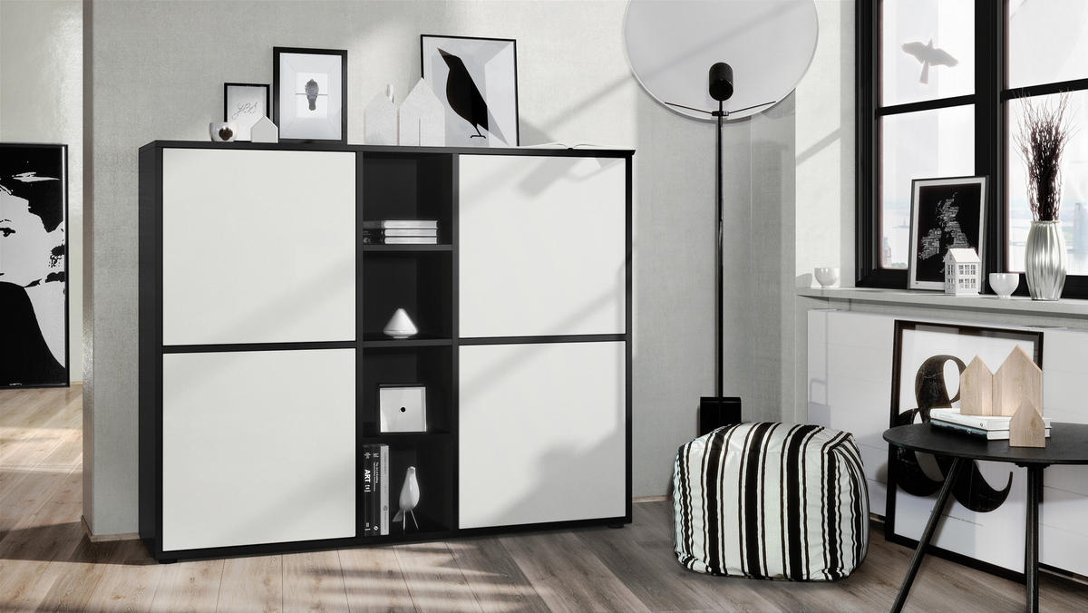 HIGHBOARD Cuba Türen in Weiß matt - Weiß, Holzwerkstoff (130.5/105.5/35.5cm) - Vladon