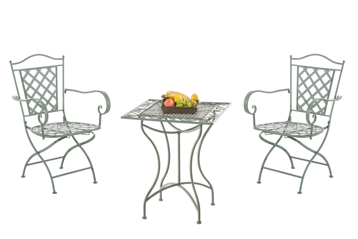 BALKONSET Bistroset Vomir Metall Antik-grün 2 Personen - Grün, Metall - DELUKE