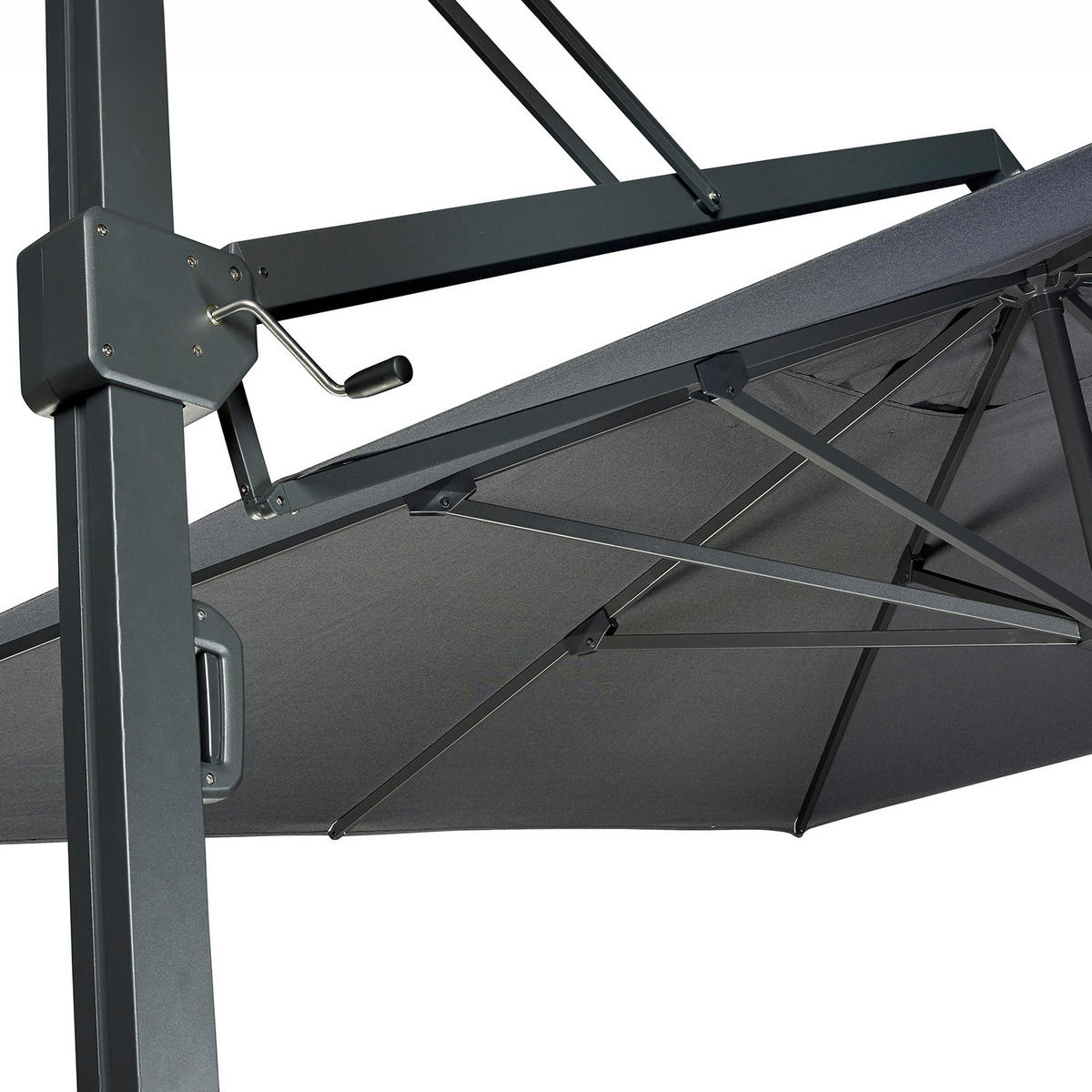 AMPELSCHIRM rechteckig 4 x 3m Icon T¹ Premium 360° kippbar schwarz/anthrazit - Schwarz, Metall (300/400cm) - Platinum