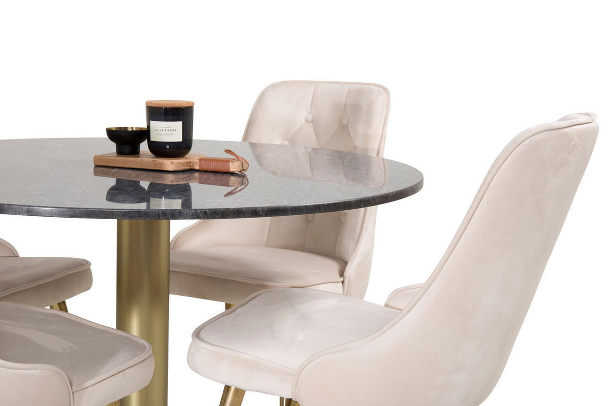 TISCHGRUPPE Beige - Beige/Messingfarben, Holzwerkstoff (106/75/106cm) - ebuy24