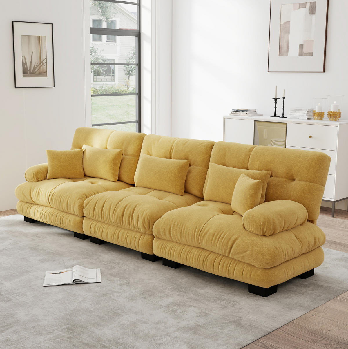 SOFA modulares Design Chenille Yellow - Gelb, Kunststoff (77/81/313cm) - Meubliv