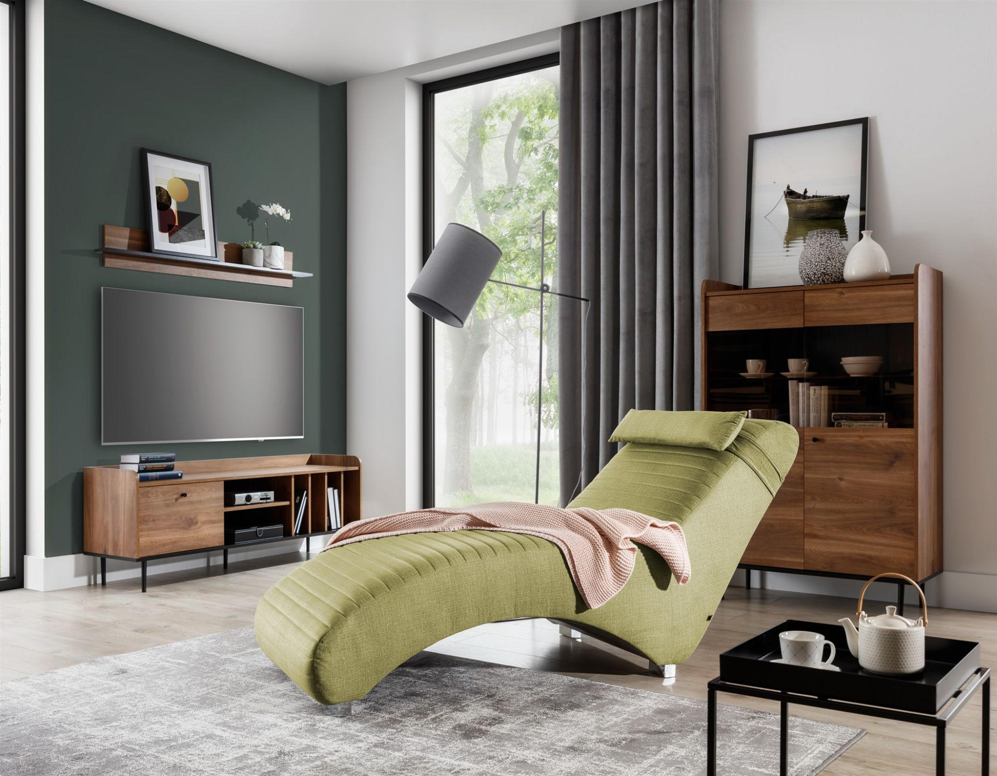 RELAXLIEGE Abramo In Lisbon - Hellgrün, Holzwerkstoff/Textil (73/80/170cm) - Fun Möbel