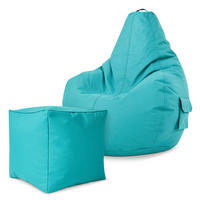 SITZSACK + Hocker "Cozy+Cube" 2er Set - Türkis, Textil (70/90/80cm) - Green Bean