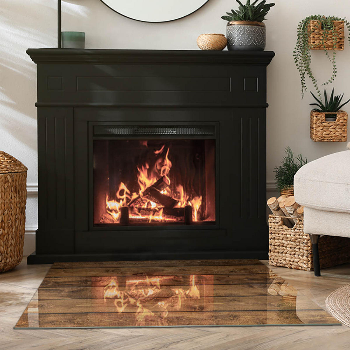 GLASPLATTE für Kamin 100x70 cm - Braun, Glas (100/70/0.4cm) - TULUP