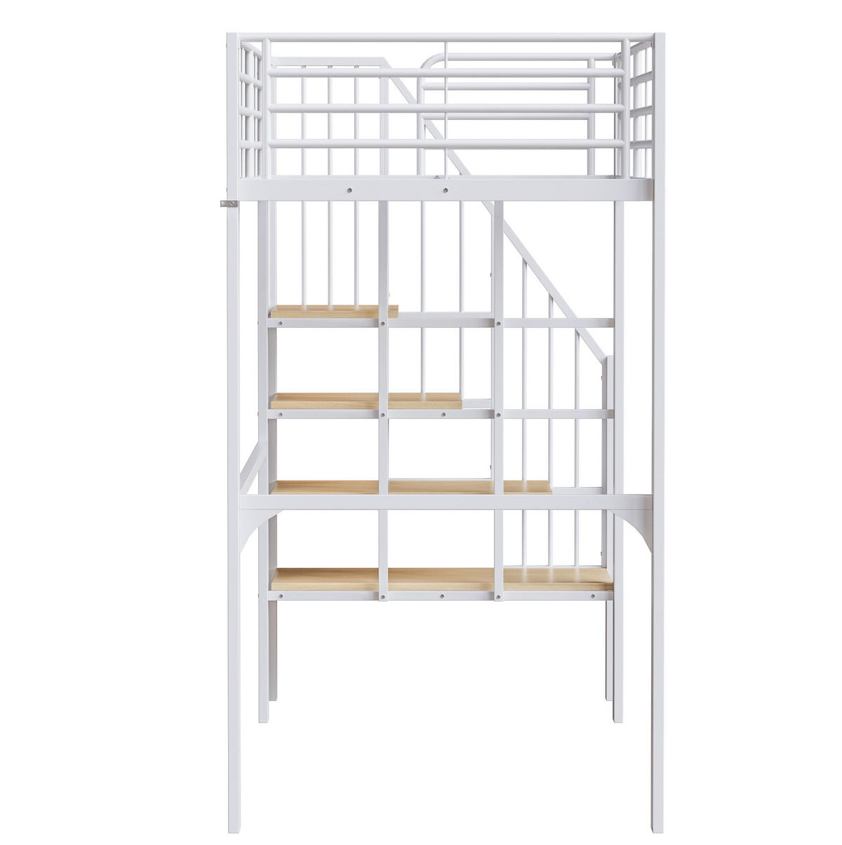 HOCHBETT 90/200 cm Weiß aus Metall und Holz mit Treppe - Weiß, Metall (90/200cm) - OKMYHOME