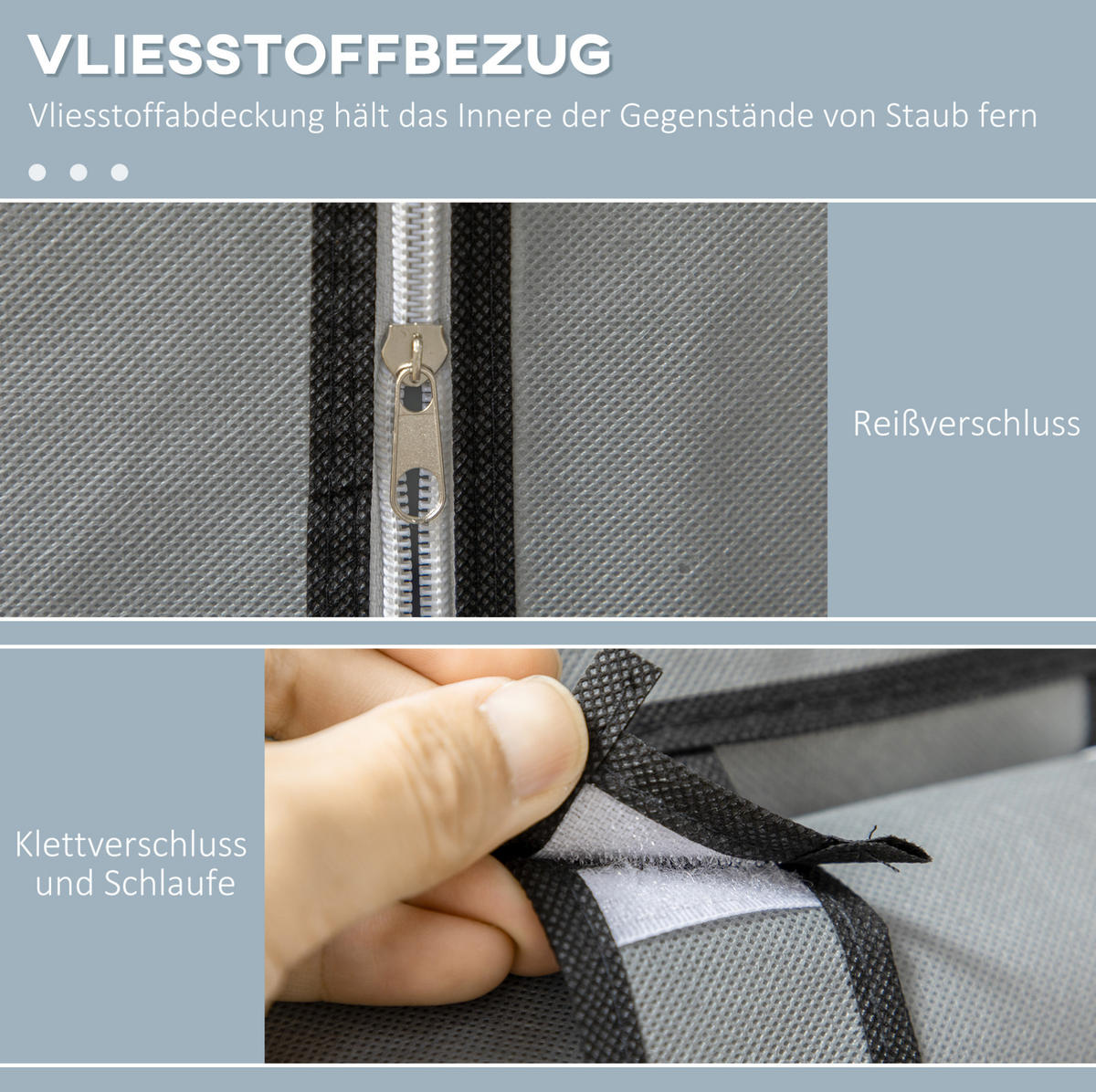 KLEIDERSCHRANK 103/162,5/43 cm Grau aus Stoff mit 6 Fächern - Grau, Textil (43/162.5/103cm) - OKMYHOME