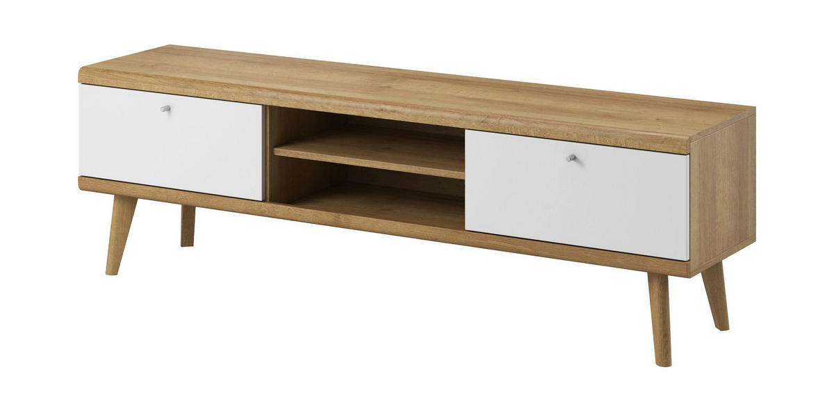 WOHNZIMMER Set 5-tlg. – Primo – Weiß / Sonoma Eiche - Weiß, Holzwerkstoff (160/50/40cm) - hi-markt