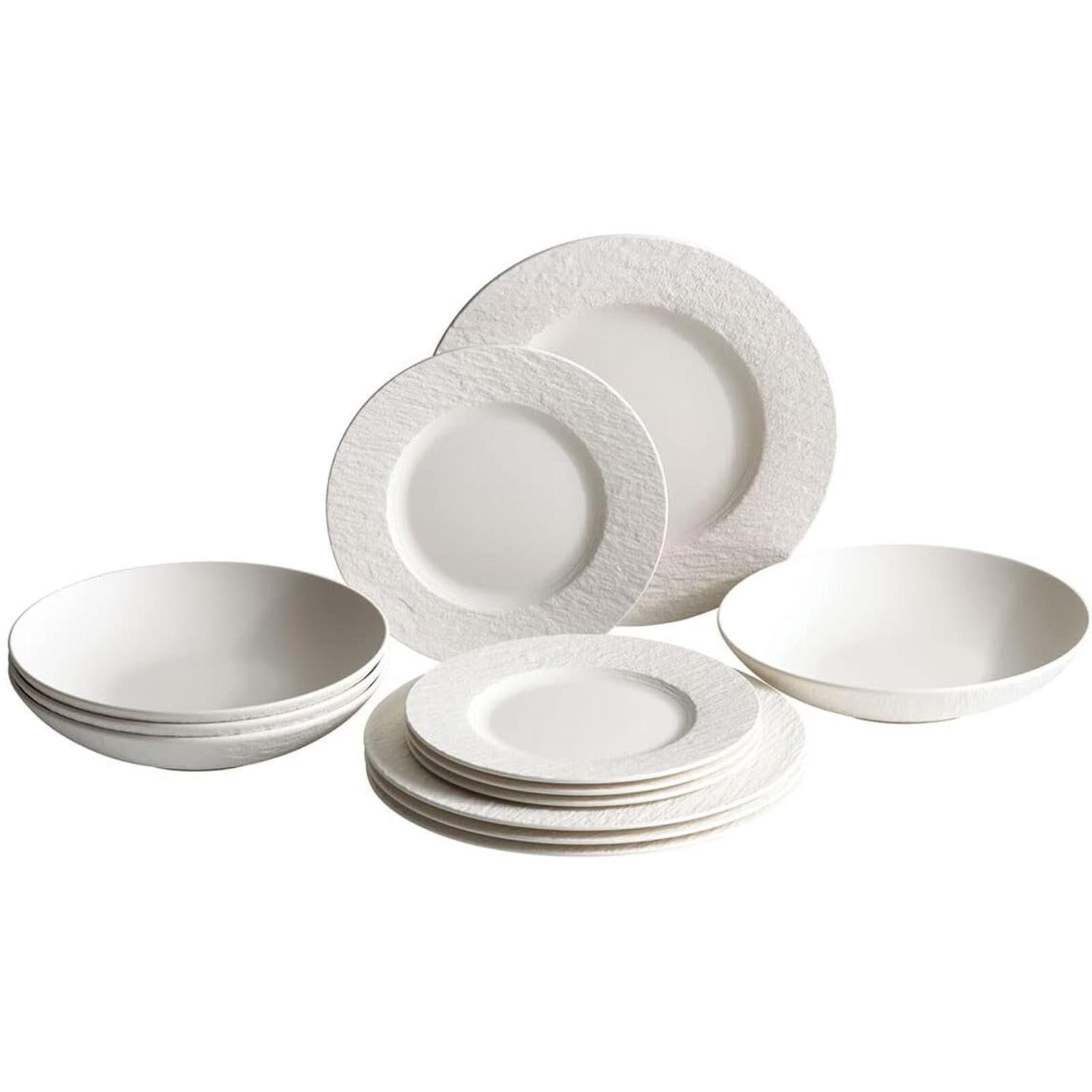 TAFELSERVICE Manufacture Rock Blanc weiß 12er Set - Weiß, Keramik (1/1/1cm) - Villeroy & Boch