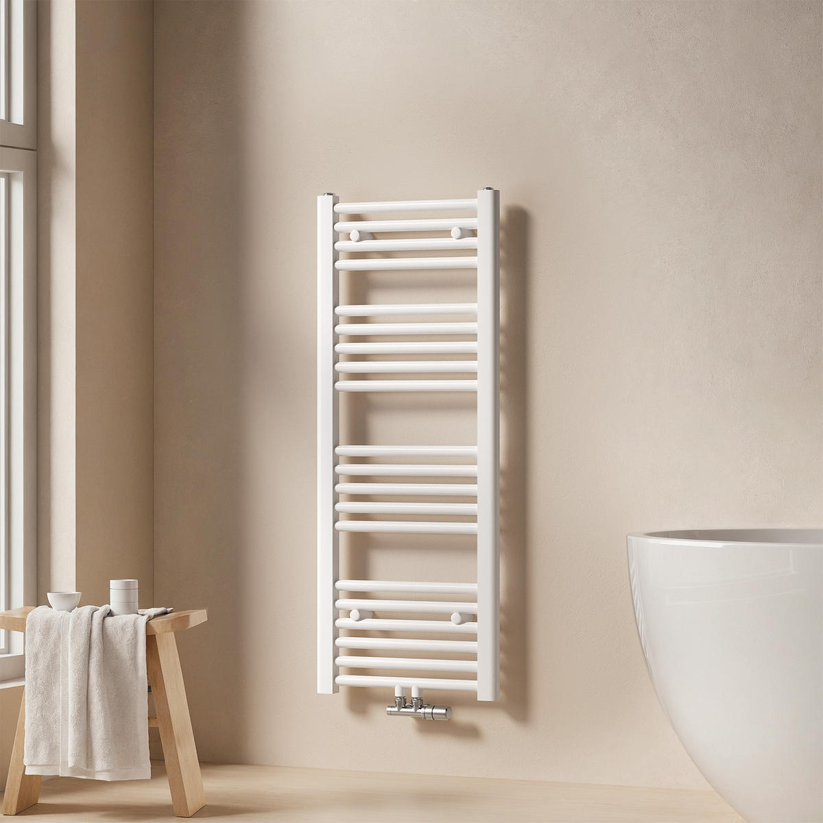 HEIZKÖRPER Handtuchheizkörper wasserführend 100/40/3 cm - Weiß, Metall (40/100/3cm) - EMKE