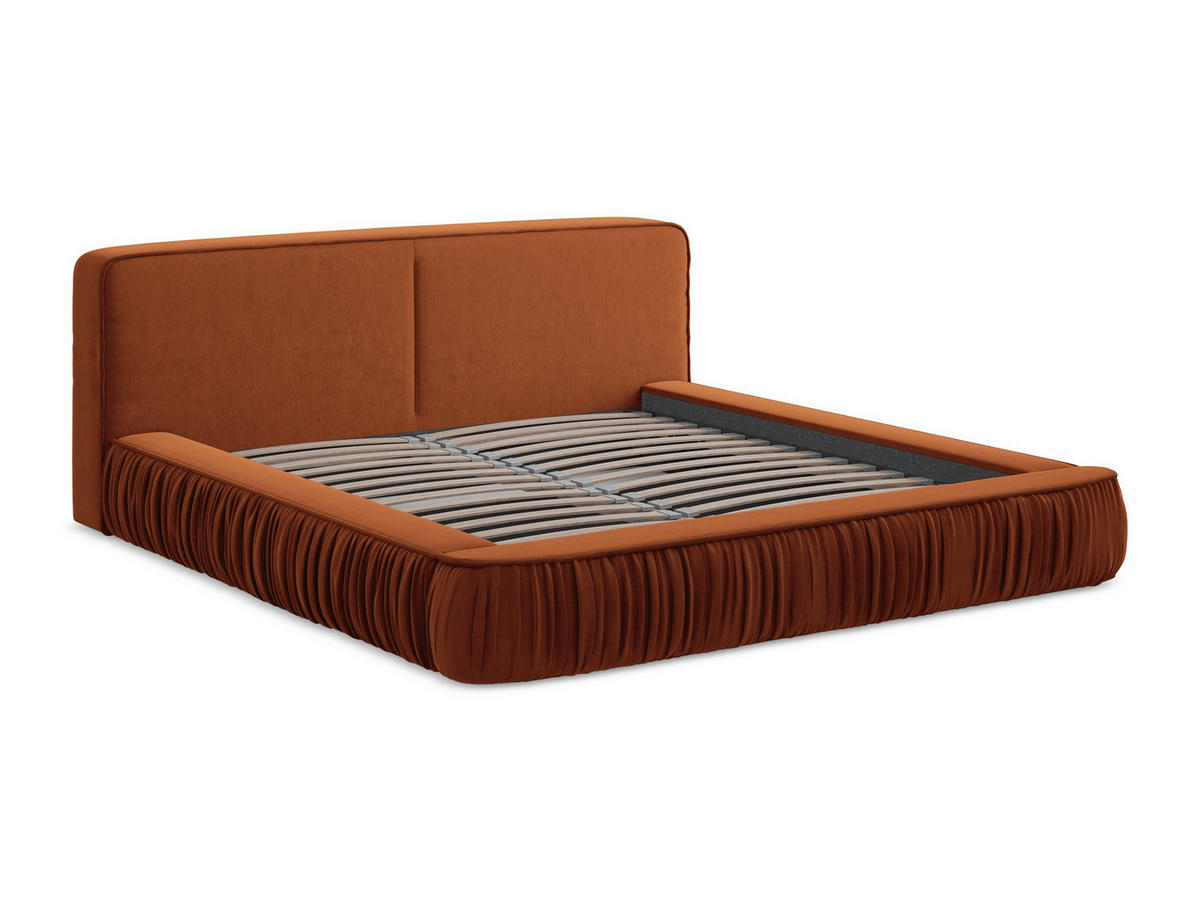 POLSTERBETT mit Bettkasten und Lattenrost 178x238 Orange - Terra cotta/Schwarz, Kunststoff/Textil (140/200cm) - Makamii