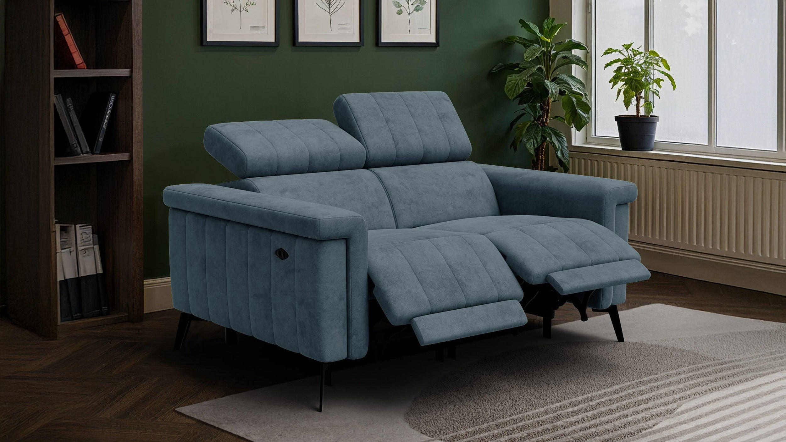 Thumbnail - Courtois Laville Relaxsofa, Blaugrau, Textil, 2-Sitzer, Füllung: Schaumstoff, 150x80x105 cm, Wohnzimmer, Sofas & Couches...