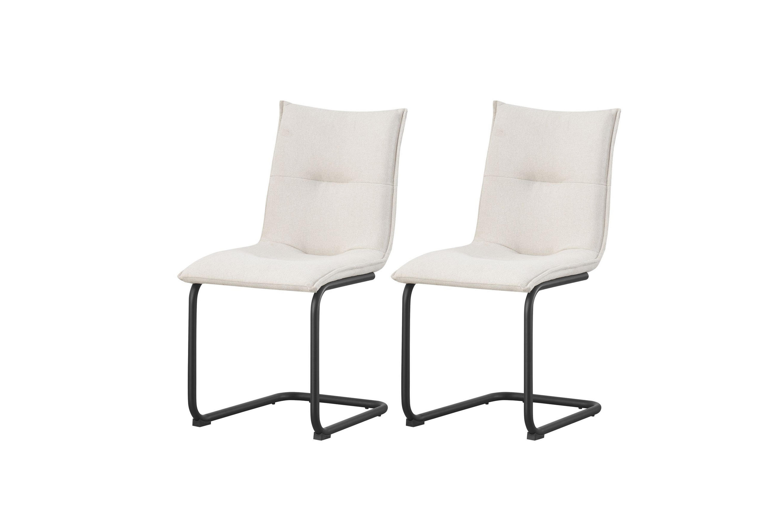 SCHWINGER-STUHL 2er Set Torino Stühle in Creme - gemütliches Design - B/H/T: 46x89x57 cm - Creme, Textil (57/89/46cm)