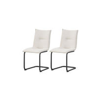 SCHWINGER-STUHL 2er Set Torino Stühle in Creme - gemütliches Design - B/H/T: 46x89x57 cm - Creme, Textil (57/89/46cm)