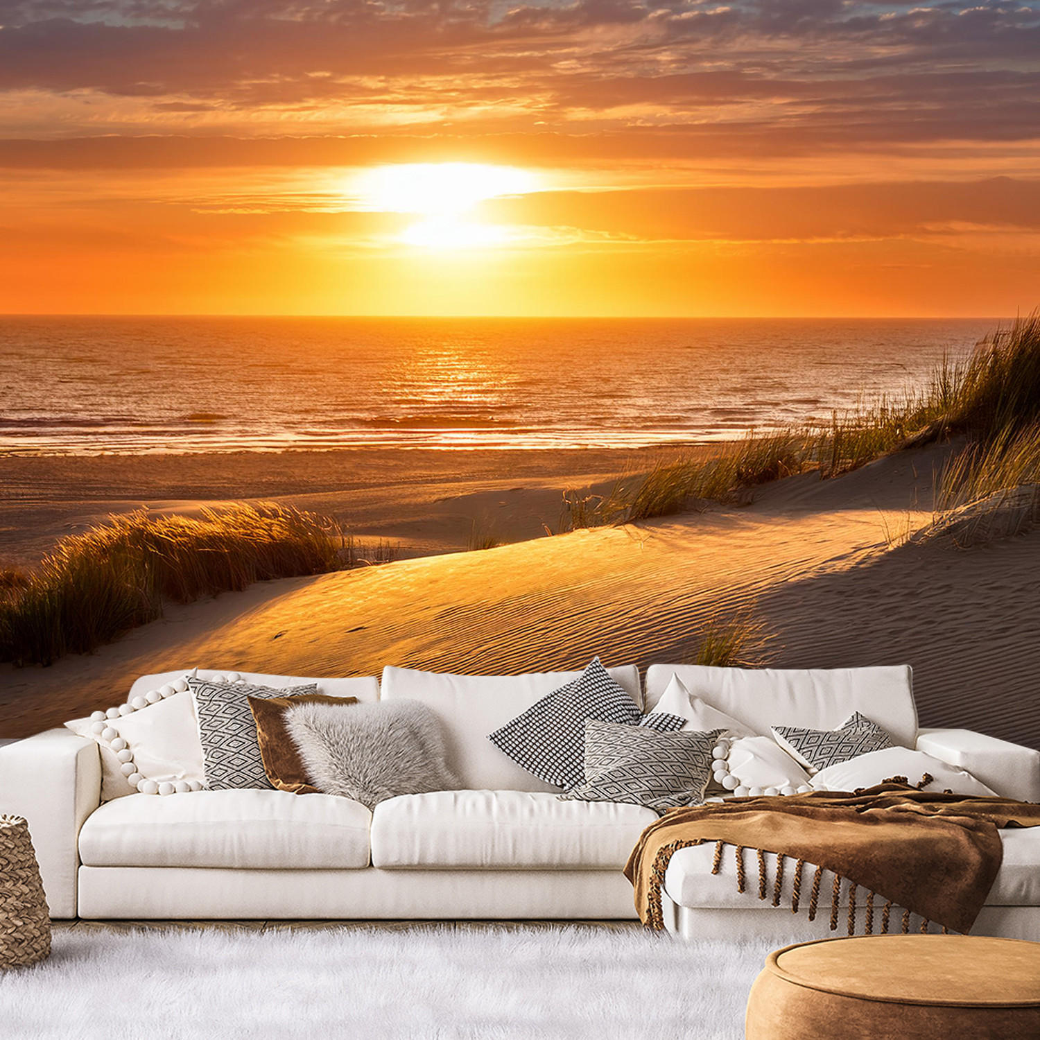 FOTOTAPETE, Sonnenuntergang Strand Natur - Orange, Papier (150/1cm) - Feeby