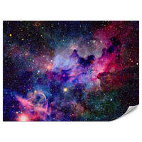 FOTOTAPETA Pre Študentskú Izbu Farebná Hmlovina Kozmos Galaxia 450 x 315 cm - čierna/ružová, papier (450/315cm) - Muralo