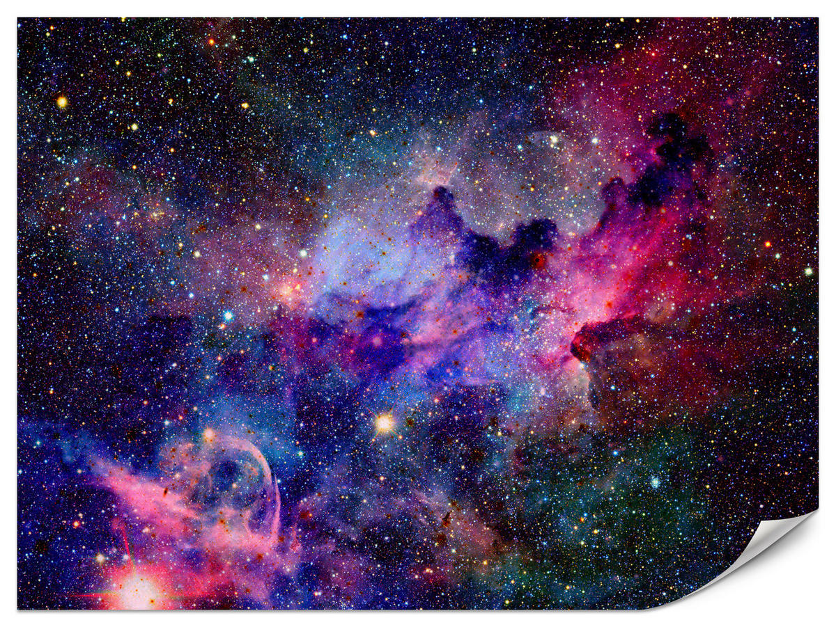 FOTOTAPETA Pre Študentskú Izbu Farebná Hmlovina Kozmos Galaxia 450 x 315 cm - čierna/ružová, papier (450/315cm) - Muralo