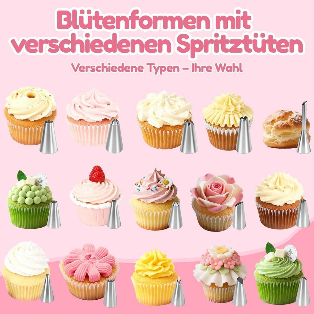 SPRITZBEUTEL Set 30-teilig mit Edelstahl-Tüllen - Pink, Kunststoff (17/2/39.5cm)