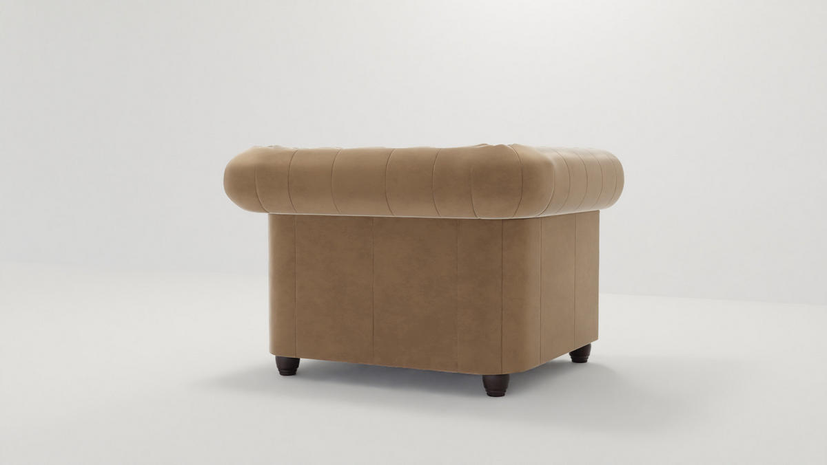 CHESTERFIELD-SESSEL Nyx Beige Samt - Beige/Braun, Holz/Textil (94/72/86cm) - S-Style Möbel